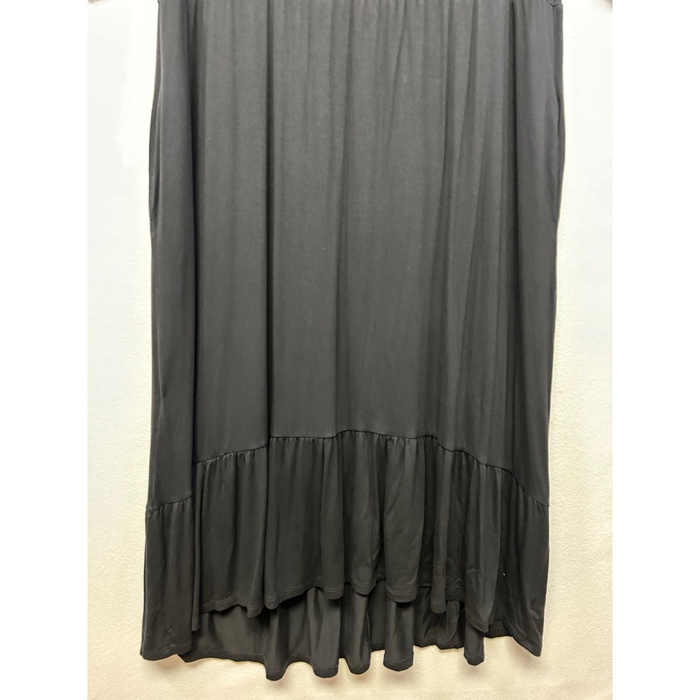 Terra & Sky Boho Cottagecore Women 1X Black Tiered High-Low Puff Sleeve Dress - Picture 8 of 9